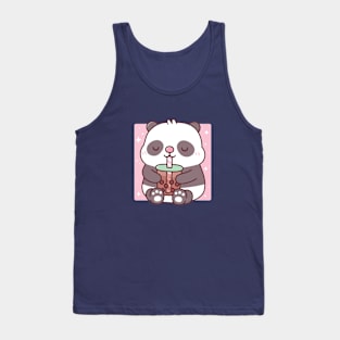 Cute Little Panda Drinking Bubble Tea Tank Top